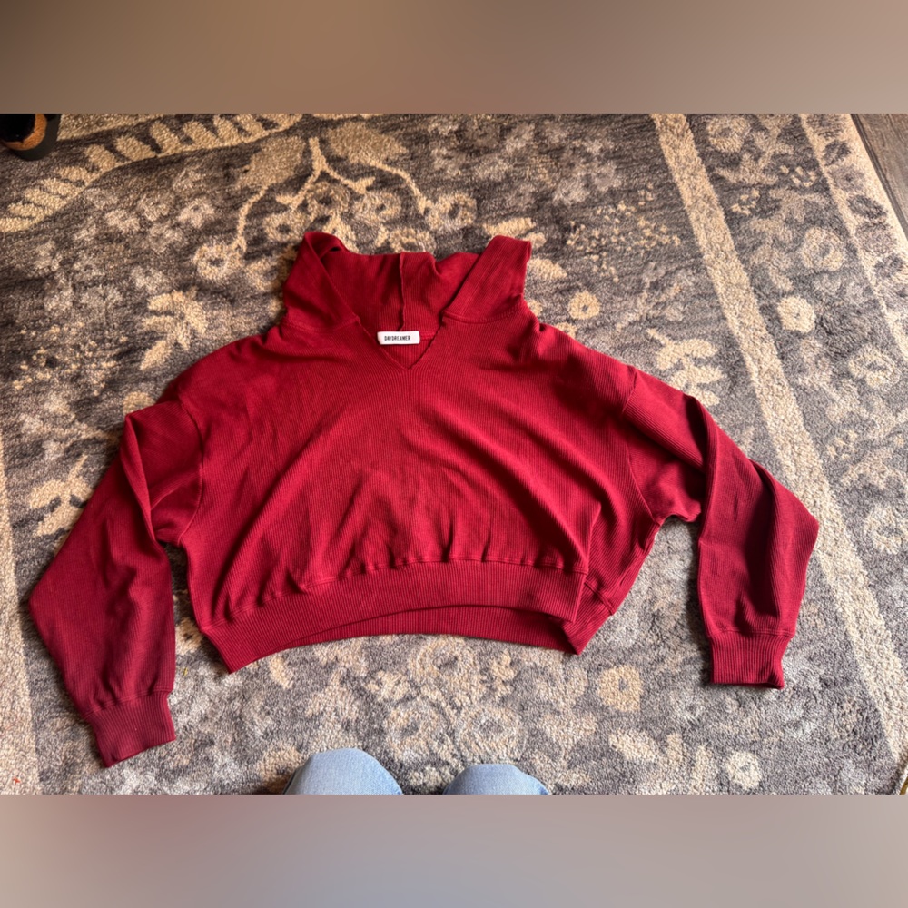 Daydreamer Burgundy Cropped Hoodie